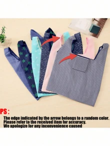 1/2pcs Foldable Shopping Bag, Waterproof Portable Oxford Cloth/Polyester Printed Design, Large Size (35x37cm), Folds To Palm Size (11x11cm), Durable Waterproof, Fits In Pocket, Suitable For Grocery Shopping, Commuting, Travel, And Custom Gifts - Multicolor - View 11