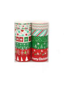 12 Rolls/Box Vintage Christmas Silver Foil Washi Tape, 1.5cm*5m Size Festive Tape Set, Perfect For Holiday Gift Wrapping, Card, Journal, And Scrapbook Decorations - Sets - View 12