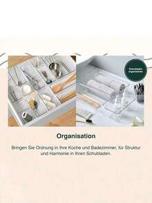 Clear Plastic Drawer Organizer Trays, Multi‑Size Makeup Storage Bins , Vanity Desk Drawer Divider For Cosmetics, Brushes, Jewelry, Office Supplies,Kitchen Gadgets, 4/8/9/13/18/25 Pcs Optional - View 7