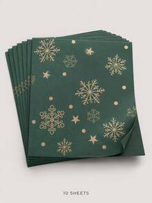 10pcs Christmas Wrapping Paper , Red Green Kraft Gift Wrap With Snowflake Tree And Reindeer Print, For Home Crafters And Gift Givers, Gift Box Packaging, Bow Making, Holiday Party And DIY Decor - Multicolor - View 14