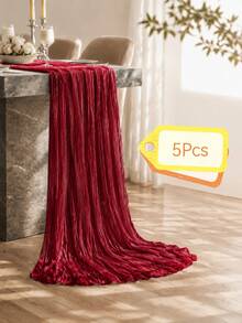 1pc Polyester 90*180cm Red Foldable Table Runner, Crinkled Cheese Cloth Tablecloth, Wedding Supplies, Bridal Shower Favors, Birthday Decor, Anniversary Decor, Engagement Party Decor, Bachelorette Party Decor, Home Decor, Kitchen Supplies, Dining Table Decor, Tabletop Decor - View 7