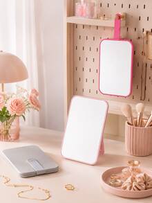 1pc Foldable Makeup Mirror With Stand, Portable High-Definition Desktop Vanity Mirror, Adjustable Angle Rectangular Tabletop Makeup Mirror, Suitable For Women And Girls, Bedroom, Dorm, Office And Daily Makeup Travel Portable Mirror - Multicolor - View 9