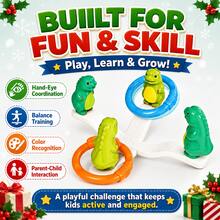 Dinosaur Rocking Balance Ring Toss Game Set, Children's Educational Ring Toss Toy, Develop Hand-Eye Coordination And Color Recognition, Parent-Child Interactive Indoor/Outdoor Party Game, Birthday Holiday Gift For Toddler Boys And Girls - Multicolor - View 2