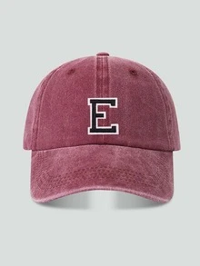 1pc Customized A-Z Letter Washed Vintage Baseball Cap, Burgundy Soft Top Dad Hat, Spring/Autumn Unisex Streetwear Y2K Retro - Burgundy - View 15