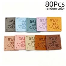 10/20/40/60/80Pcs Mixed Color Square Handmade Labels, Colorful Leather Labels, Microfiber Leather, Decoration For Clothing And Handicrafts - Multicolor - View 20