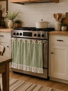 Country Style Oven Door Curtain, Bohemian Kitchen Stove Handle Cover With Lace Bow And Ruffle Edge, Multiple Colors Available, Farmhouse Kitchen Home Decor, Suitable For Home Kitchen Cabinet Decoration, Rustic Appliance Dust Cover - Multicolor - View 8