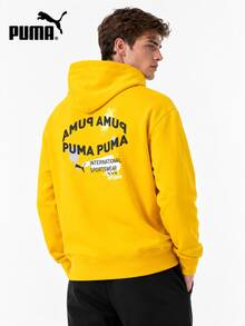 Puma 男士柔軟舒適針織連帽套頭衫 - 黃色 - 查看 2