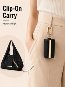 Túi tote đeo vai nylon nhẹ có móc khóa gấp gọn, túi mua sắm tái sử dụng dung tích lớn, phù hợp đi làm hàng ngày, đi siêu thị, du lịch, chạy việc ngoài trời và dùng thường ngày phong cách casual - Nhiều màu - Xem 2
