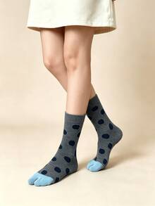 1/3 Pairs Fun Personalized Color-Block Large Polka Dot Breathable Split Toe Socks - Multicolor - View 6