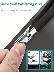 Modern Stainless Steel Toenail Clipper, 25° Angled Blades - Splash Resistant Design For Thick/Ingrown Nails, Ergonomic Non-Slip Handle, Black And Green (Holiday Green Handle) - Foot Care Tool - Multicolor - View 15