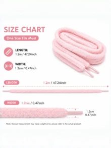 QKC 2 Pairs Soft Fluffy Shoelaces, Puffy Flat Sneakers Laces, Cute Shoe Accessories For Casual Shoes - Pink - View 2