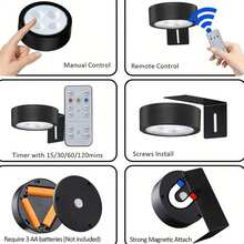 Picture Light With Remote Control, Battery-Powered, Wireless LED Painting Light, Adjustable Dimming And Timing Functions, 3 Lighting Modes, Metal Art Light, Art Display Light Suitable For Picture Frames, Artworks And Portraits, Wall Decoration Round Light,150mAh Remote Control. - Round Wall Lamp - View 8
