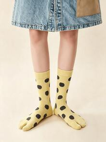 1/3 Pairs Fun Personalized Color-Block Large Polka Dot Breathable Split Toe Socks - Multicolor - View 7