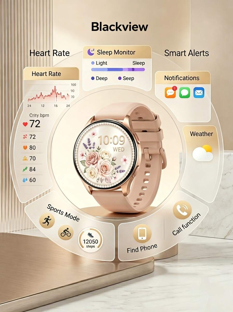 2026 New Smart Watch, 1.43-Inch AMOLED Large HD Display, Waterproof Smartwatch With High-Definition Bluetooth Calling, Multiple Sports Modes, 24H Sleep & Heart Rate Monitoring, Multi-App Reminder Function. Unisex, Compatible With IOS&Android Systems.