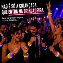 -200 UNIDADES PULSEIRA NEON ADEREÇOS BALADA FLUORESCENTE FESTA LED FESTA BALADA BRILHO CASAMENTO BALADA BOA QUALIDADE - Multicolorido - Visão 6