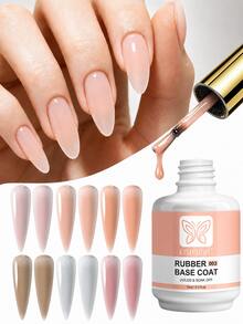 LIMEGIRL 6 Colors Rubber Base Gel Nail Polish, 15ml UV/LED Soak-Off Gel Base, Self-Leveling Strengthening Gel, Long-Lasting Manicure, Nude Tones, Suitable For Salon And Home Use - Multicolor - View 2