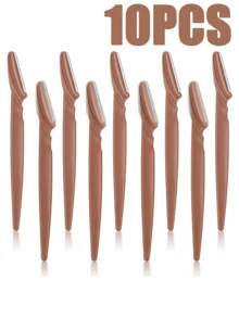 60/40/20pcs Brown Eyebrow Trimmer And Razor Set, Eyebrow Trimmer And Razor, Exfoliating And Hair Removal Tools, Body Hair Trimmer And Facial Set, Long Handle Blade With Precision Protective Cover, Cosmetics, Special Offer, Gift - Multicolor - View 14