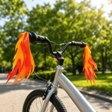 1 Pair Bicycle Flame Streamers, Scooter Tassel Streamers, Colorful Handlebar Decoration, Perfect For Outdoor Cycling And Bicycle Decoration, Birthday Party Gift - Multicolor - View 1