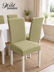 1pc Solid Color Chair Cover, Modern Minimalist Milk Silk Elastic Dining Chair Slipcover, Suitable For Living Room, Bedroom, Dining Room, Study, Removable And Washable, All Season - Olive Green - View 2