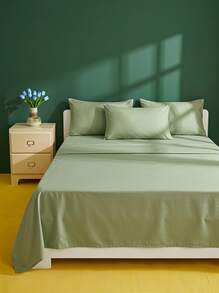 Joivida 1pc Sage Green Flat Sheet, Soft Polyester Bed Sheet, Wrinkle & Fade Resistant Breathable Microfiber Flat Sheet - Green - View 12