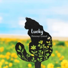 1pc Customized Cat Memorial Gift, Personalized Cat Memorial Keepsake, Metal Grave Marker, Cat Garden Decor, Condolence Gift, Pet Memorial Stake, Yard Decoration - Black - View 20