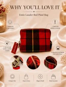 Estée Lauder 紅色迷你化妝包，15*8cm，輕巧便攜，可收納化妝品、保養品與必需品，適合個人使用與送禮 - 彩色 - 查看 5
