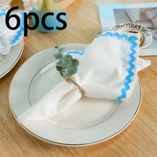 1pc/2pcs/4pcs Minimalist Colorful S-Shaped Lace Square Napkin, Handkerchief, Decorative Cover Cloth For Daily Use And Party - White - View 10