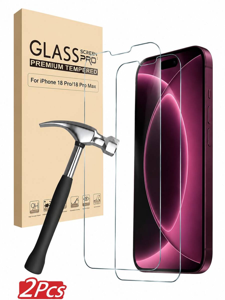 2pcs/Set High Definition Tempered Glass Screen Protector, Compatible With IPhone 18Pro/18Pro Max/17/17Pro/17Pro Max/16/15/14/13/12/11 Pro Max, Also Compatible With IPhone 7/8 Plus/X/XS Max/XR - 9H Hardness, High Definition Anti-Scratch(Non‑Full Screen )