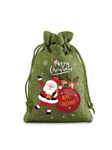 8/1pc Christmas Drawstring Gift Bag, Christmas Packaging Bag, Holiday Party Decoration Gift Bag, Cartoon Candy Drawstring Bag, Halloween, Christmas - Multicolor - View 10
