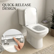 Square Shape Quick Release Toilet Seat With Soft-Close Hinge For Easy Cleaning - Square - View 2