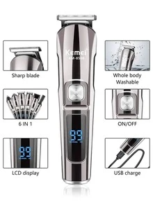 Kemei Set Alat Cukur Rambut Pria 6-in-1, Pemangkas Jenggot, Alat Cukur Listrik Tahan Air, Perlengkapan Perawatan Multifungsi, Cocok untuk Memangkas Rambut Wajah, Jenggot, Tubuh, Telinga, dan Hidung, Sempurna untuk Penggunaan Sehari-hari di Rumah dan Saat Bepergian - Perak - View 3