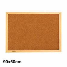 Pizarra de corcho con marco efecto madera, tablón para notas y recordatorios, 20x30cm / 40x30 cm / 60x40 cm / 90x60 cm, para hogar, oficina y estudio - 90x60 cm - Ver 1