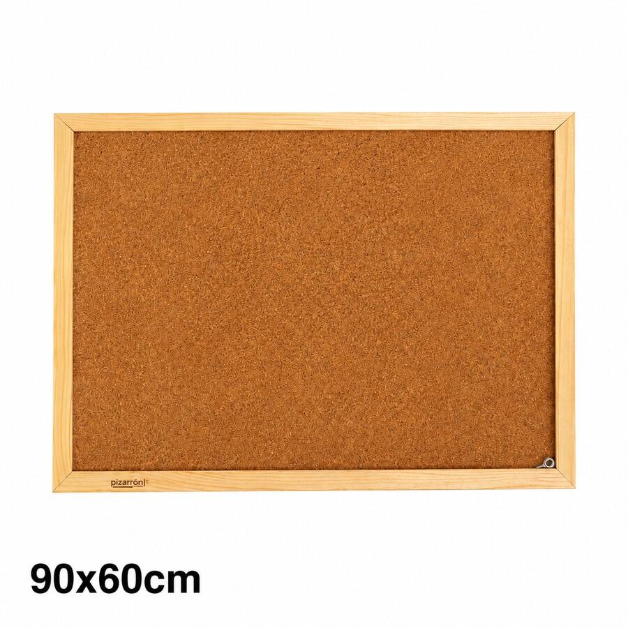 Pizarra de corcho con marco efecto madera, tablón para notas y recordatorios, 20x30cm / 40x30 cm / 60x40 cm / 90x60 cm, para hogar, oficina y estudio - 90x60 cm - Ver 1