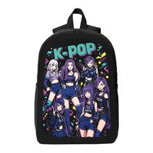 K-POP-tema tredelat ryggsäcksset, inklusive en huvudryggsäck, en axelremsväska och ett pennfodral, med tryck av lila idolgruppar, trendigt och moderiktigt, lämpligt för dagligt bruk av studenter. - 1 st - Visa 1