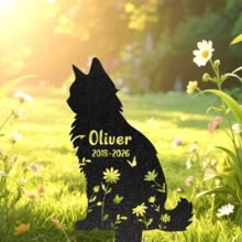 1pc Customized Cat Memorial Gift, Personalized Cat Memorial Keepsake, Metal Grave Marker, Cat Garden Decor, Condolence Gift, Pet Memorial Stake, Yard Decoration - Black - View 9