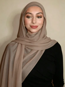 1pc Women's Chiffon Tulle Shawl, Suitable For Evening Gown, Lightweight And Soft Chiffon Scarf, Perfect For Wedding, Party And Bridal Wear - Light Khaki - View 2