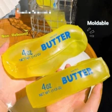 Translucent Yellow Butter Squishy | Malleable Non-Rebound Stress Relief Fingertip Toy, Suitable For Adults, Desktop Decoration - Multicolor - View 3