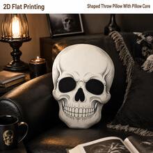 Gothic Skull Skeleton Grinning 2D Flat Print Filled Throw Pillow, Suitable For Sofa, Bedroom, Living Room Cozy Home Decor, Office And Car Use, Pillow Gift - Multicolor - View 4