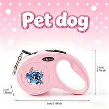 Disney's Stitch Automatic Retractable Pet Leash, Cute Design, 3 Meters Rope Length Dog Leash, Durable Pet Leash, Suitable For Pet Outings, Small And Medium Pet Travel, Outdoor Dog Walking. - Green - View 10