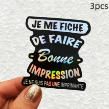 Black Background JE ME FICHE DE, Bold & Funny, Waterproof Vinyl Sticker - Durable Smooth Surface, Self-Adhesive Bumper Sticker, Suitable For Cars, Windows, Laptops, Trucks, Water Bottles - Multi-Purpose Durable Design, Car Sticker - Vinyl - View 12