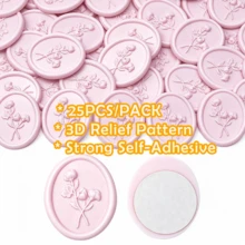 3D 花卉蠟封貼紙 25入，優雅奶油白自黏封印貼，適用於婚禮邀請函、信封、禮物包裝、聖誕卡與手工藝品，粉色 - 粉色 - 查看 10