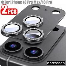 CASECOPS 石墨灰 2入裝 Ultra HD 閃鑽裝甲鏡頭螢幕保護貼，適用 18 Pro Max/18 Pro，金屬表面搭配超薄鋼化玻璃，鑲嵌閃鑽，9H 硬度，防刮、防油污、防指紋、防塵，全覆蓋防刮防撞耐用保護貼，適合智慧型手機使用者與攝影愛好者 - 石墨灰-2片 - 查看 9