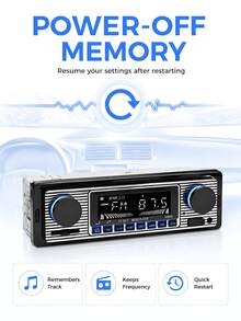 1 Din Car Radio Stereo Digital Bluetooth FM Audio Music USB/SD Card Input, With Dashboard AUX Input 12V MP3 Multimedia Player - A - View 10