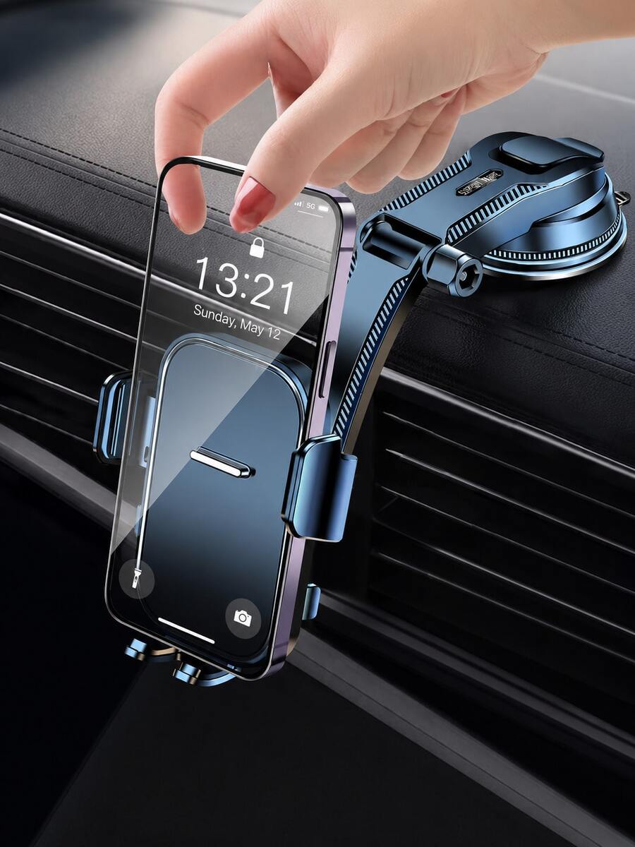 360° Rotatable Suction Cup Car Phone Holder, Flexible Long Arm Dashboard & Windshield Mount, Strong Adhesive Base Hands-Free Phone Stand, ABS Material Universal Smartphone Navigation Bracket, Suitable For Vehicles