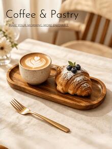 Wooden Tray, Made Of Premium Acacia Wood, Wooden Tray For Kitchen Dining Table Decoration, Home Decor, Coffee Table And Home Decoration, Tray Can Hold Candy, Cookies And Nuts, Cold Platter, Cheese Platter, Suitable For Afternoon Tea, Dinner, Halloween Use, Daily Use, Gift For Friends And Family, Add Sweet Atmosphere To Holidays, Very Suitable For Seasonal Decoration, Suitable For Breakfast, Bread And Appetizer Presentation. - View 2