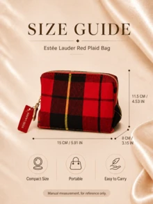 Estée Lauder 紅色迷你化妝包，15*8cm，輕巧便攜，可收納化妝品、保養品與必需品，適合個人使用與送禮 - 彩色 - 查看 4