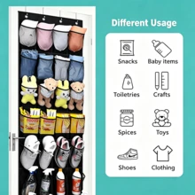 40 Pockets Over Door Shoe Organizer,Space-Saving Hanging Closet Storage,Large Capacity Breathable Fabric Hanging Shoe Rack For Men's&Women's Sneakers,Slippers,High Heels, Fits Apartment Dorm Room,Bedroom Closet,Halloween Gift Black - Multicolor - View 4