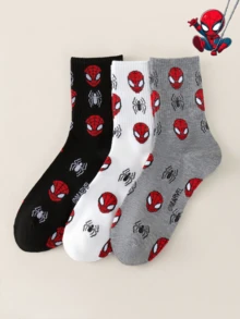 Disney 6 Pairs/3 Pairs/1 Pair Random Heart Print Cool Sweet Fashion Over-The-Knee Socks, Soft Breathable Elastic Cartoon Pattern, Suitable For Daily Wear, Fan Gatherings And Couple Outfits - Multicolor - View 8