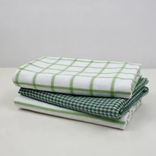 3/6pcs Green & White Mixed Color Kitchen Dish Cloths, Plaid & Vertical Stripe Mixed Design, Reusable Household Dish Towels, Suitable For Daily Home Kitchen Decor - Green - View 9