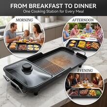 2-In-1 Electric Grill With Hot Pot, Extra Large Indoor BBQ Grill Griddle Combo, 5-Level Adjustable Temperature Multi-Function Tabletop Grill, Nonstick Cooking Station With Kitchen Utensil Gift Set - US B Type Plug(110-127V) - View 7